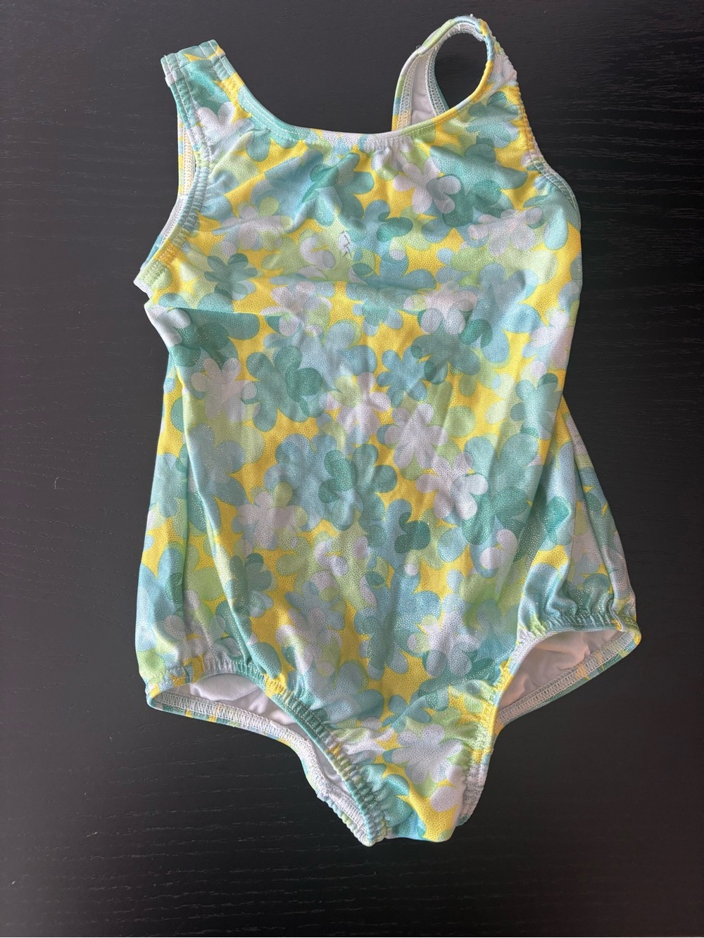 Girls Floral One-Piece Leotard in Yellow and Mint